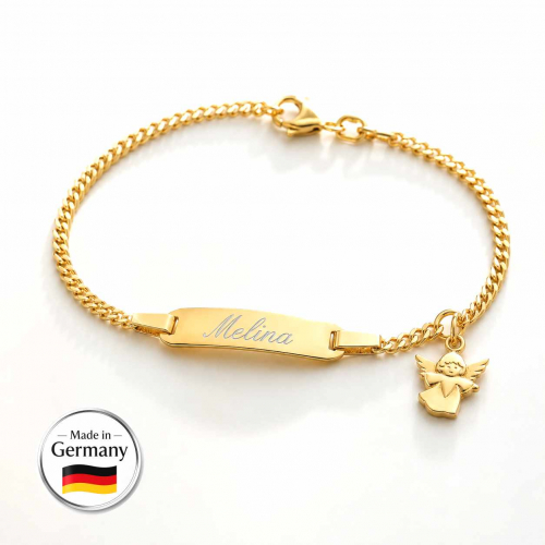 Preview: Goldarmband Kinder mit Schutzengel Gravur