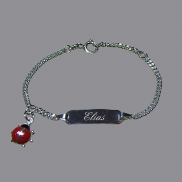 Kinderarmband mit Diamant-Gravur Marienkäfer