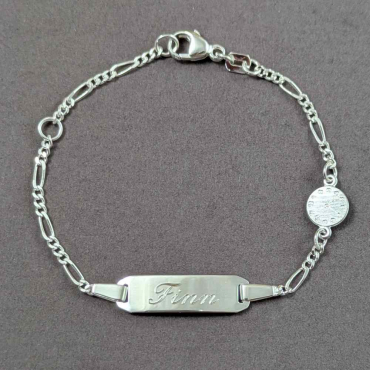 Gravurarmband Weißgold mit Uhr