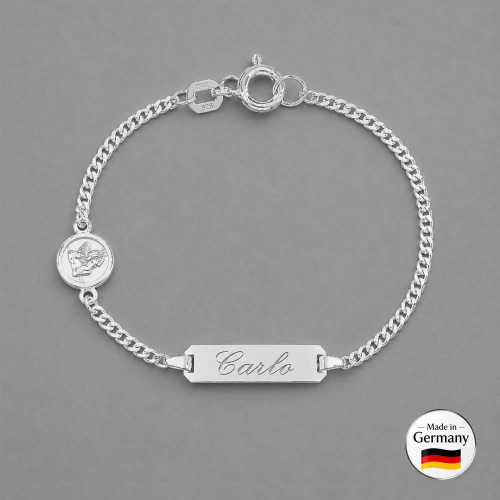 Kinderarmband Silber mit Gravur und Schutzengel
