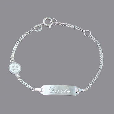 Kinderarmband Silber mit Gravur und Schutzengel