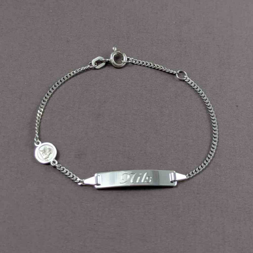 Kinderarmband Silber mit Gravur und Schutzengel