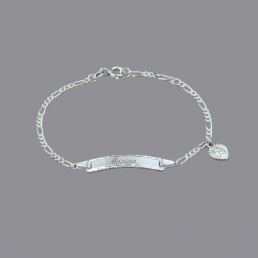 Kinderarmband Silber mit Gravur und Herz-Schutzengel