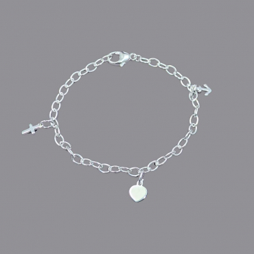 Preview: Erbs-Armband Silber für Kinder Charms Glaube Liebe Hoffnung