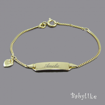 Kinder Baby Name Datum Gravur Armband Echt Gold 333 Armkette 1,9 Länge 16 14 cm 