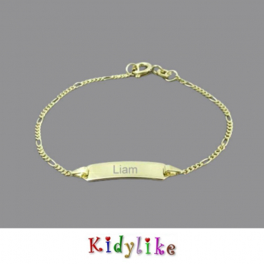 Kinderarmband Gold mit Gravur Figarokette