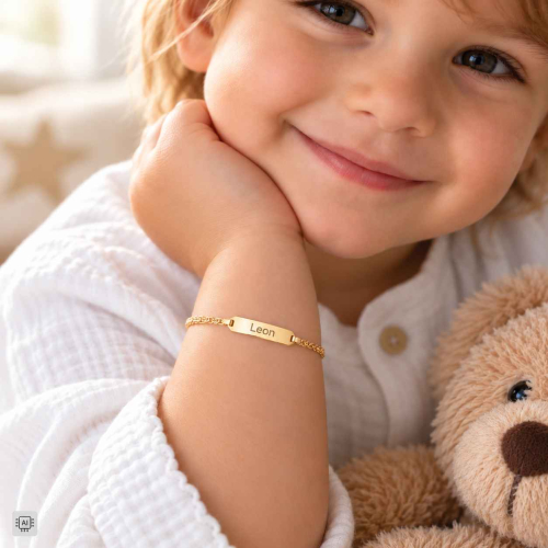 Preview: Gravurarmband Figaro Gold mit Etui