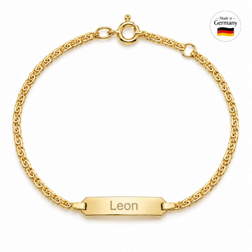 Kinderarmband Gold Panzer mit Gravur