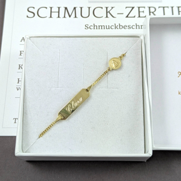 Preview: Schutzengel-Armband Gold mit Gravur für Kinder