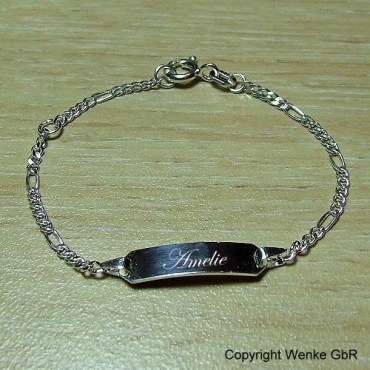 Kinderarmband im Figaromuster mit Gravur 14 cm Bild 1