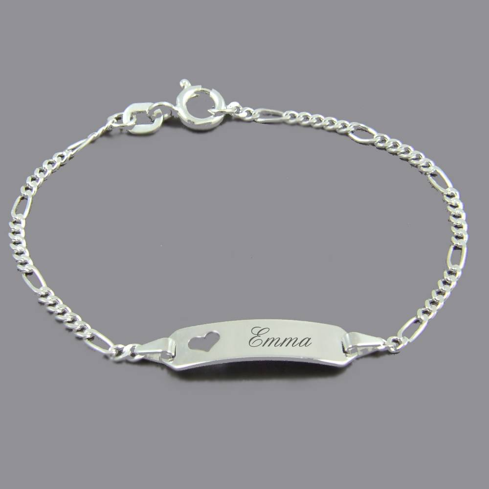 Kinderarmband Silber mit Herz-Motiv und Gravur