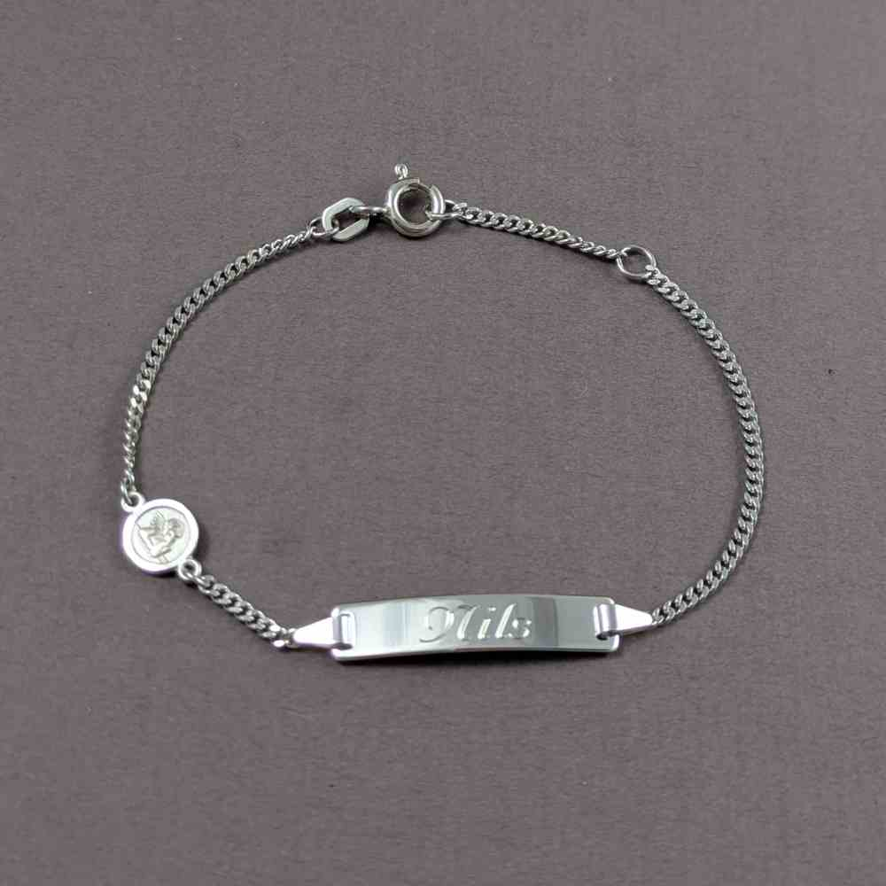 Kinderarmband Silber mit Gravur und Schutzengel
