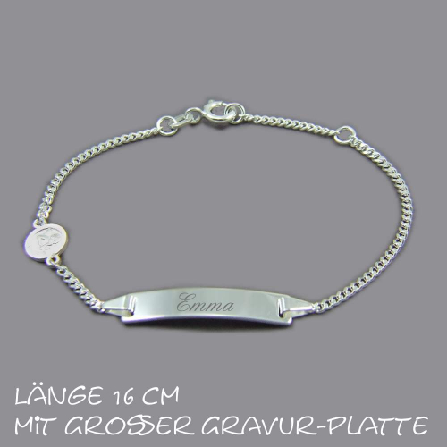 Kinder Schutz Engel Armband Echt Silber 925 mit Gravur Name und Datum 14-12 cm 
