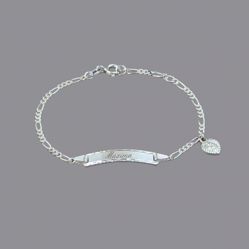 Kinderarmband Silber mit Gravur und Herz-Schutzengel