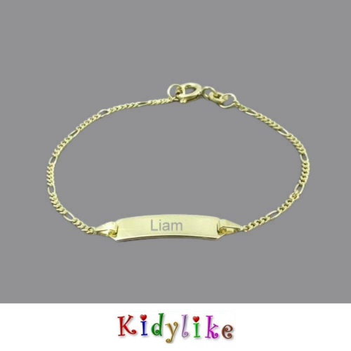 Kinderarmband Gold mit Gravur Figarokette