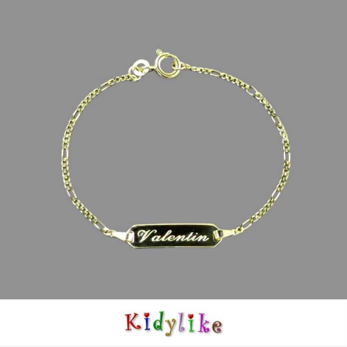 Kinderarmband Gold mit Namens-Gravur Figarokette