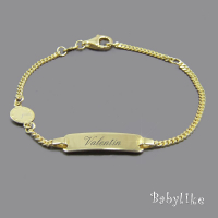 Kinderarmband Gold Panzer mit Taufuhr Geburtsuhr